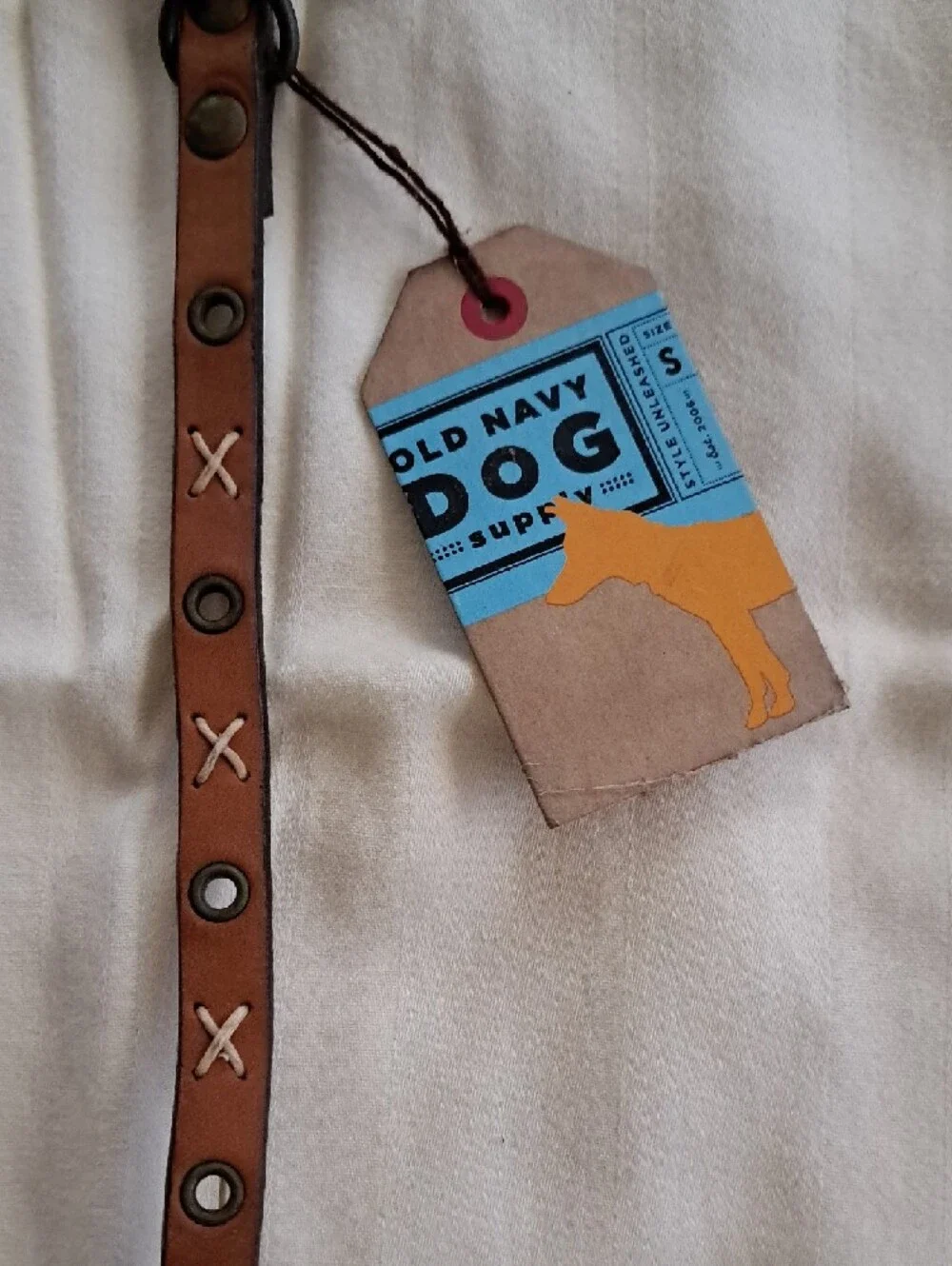 Old Navy Brown Leather Dog Collar with Metal Stud Accents